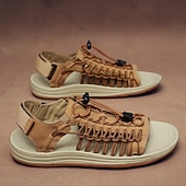 economico Infradito da Vacanza-sandali da uomo color cuoio con cinturini regolabili, traspiranti e comodi, ideali per attività estive all'aperto e vacanze