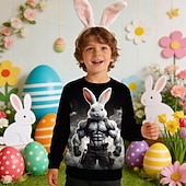 cheap Easter Outfits for Boys-Easter Boys' 3D Graphic Rabbit Sweatshirt Pullover Long Sleeve 3D Print Spring Fall Active Fashion Streetwear Kids 4-12 Years Crew Neck Casual Daily Outdoor Regular Fit