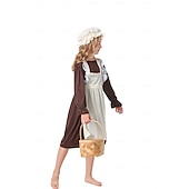  250-årsjubileum i USA 1800-tallet Det gamle vesten Prærie kjole Lange Ermer Pioner Kostyme Unisex Halloween Karneval Kle deg ut på skolearrangementet Historisk gjenskaping Barne Voksne Kjole Forkle