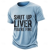  Vintage-T-Shirt aus gewaschener Baumwollmischung mit dem Aufdruck „Shut up liver you're fine“ (Halt die Klappe, Leber, alles gut) – Used-Look-Print, sarkastisches Trink-Top, Herrenbekleidung, Größen