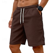 economico Pantaloncini casual-Per uomo Shorts Pantaloncini casual Pantaloncini di velluto a coste Tasca Elastico in vita Semplice Comodità Traspirante Sopra il ginocchio Casuale All'aperto Spiaggia Vacanza Moda Nero Bianco