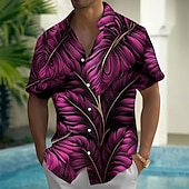 economico Piante tropicali-Per uomo Colore sfumato Foglia di palma Piante Tropicali Camicia hawaiana estiva Camicia con Bottoni Camicia Aloha Manica Corta Hawaiano Casuale Vacanza Estate Primavera Collo ripiegato Stampa 3D