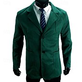 billiga Herrars klassiska kavajer-Herr Kavaj Vardaglig jacka Ledigt Dagligen Streetwear Mode Ledigt vardag Vår Höst Polyester Ensfärgat Klassisk Håller värmen Enkelknäppt med Två Knapphål Blazer Svart Rubinrött Grön Grå