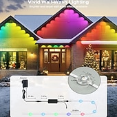 お買い得  スマートホームライト-恒久的な屋外ライト、アプリとリモコン付きの RGB スマート屋外軒先ライト、時間指定の音楽同期 IP67 防水 LED 軒先ライト、パーティー、ハロウィン、クリスマス、屋上、庭に最適