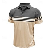 billige Color Block Polo for menn-Herre Poloskjorte i bomull Avslappet Virksomhet Ribbet polokrage Klassisk Kortermet Grunnleggende Moderne Helfarge Horisontale strips Knapper Logo Sommer Vår sommer Normal Mørkebrun Mørkerød Svart