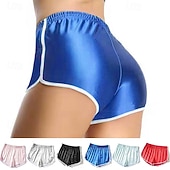 cheap Hot Shorts-Women's Active Shorts Fashion Streetwear Casual Short Medium Waist Plain Elastic Waistband Comfy Breathable High Elasticity Daily Outdoor Vacation Light Sky Blue Navy Black Silvery Summer Spring