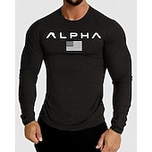 abordables T-shirts et Débardeurs de Course-Homme 250e anniversaire de l'Amérique Jour de l'Indépendance Lettre T-shirt de course T-shirt de compression Printemps Automne manche longue Séchage Rapide Compression Évacuation de l'Humidité