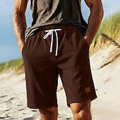 billige Hverdagsshorts-Herre Shorts Sommershorts Strandshorts Casual shorts Corduroy shorts Snorer Elastisk midje Med Tekstur Helfarge Komfort Pustende Kort Daglig utendørs Strand Ferie Mote Navyblå Lilla Uelastisk