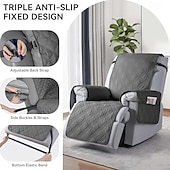 billige Reclinerdeksel-100 % vanntett sofatrekk lenestoltrekk lenestoltrekk sklisikkert hundestoltrekk møbelbeskytter vaskbart trekk med lomme elastiske stropper for kjæledyr hunder (mørk grå, 23,6")