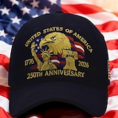 halpa Yhdysvaltojen 250-vuotisjuhla-Yhdysvaltojen 250-vuotisjuhlahattu, kalju kotka, kirjailtu isänmaallinen lippalakki, säädettävä retro-isänmaallinen lippalakki miehille ja naisille, puoliviisivuotisjuhla