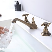 abordables Robinets de lavabo-Robinet de lavabo - Séparé Électroplaqué Diffusion large Deux poignées trois trousBath Taps