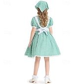  250e jubileum VS 19e eeuw jaren 1800 Prairiejurk Bonnet en schortset Korte mouwen Pionier Meisje Koloniaal Pionier Onafhankelijkheidsoorlog Geruit / Gingham Kostuum Voor meisjes Halloween Carnaval 4