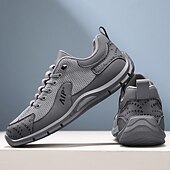 baratos Tênis Casuais-Tênis masculino em mesh e couro sintético – calçado de corrida de alto desempenho para aventuras ao ar livre e atividades físicas.