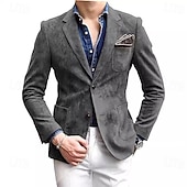 billiga Herrars klassiska kavajer-Herr Kavaj Vardaglig jacka Ledigt Dagligen Streetwear Mode Ledigt vardag Vår Höst Polyester Ensfärgat Klassisk Håller värmen Enkelknäppt med Två Knapphål Blazer Svart Rubinrött Grön Grå
