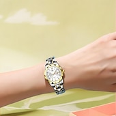 abordables Montres à quartz-Les montres à quartz pour femmes sont à la mode décontractées et élégantes équipées de décorations en strass et de cadrans lumineux à double calendrier ce qui en fait le meilleur choix de cadeau pour