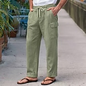 levne Retro-Pánské Nákladní kalhoty Plátěné kalhoty Letní kalhoty Kalhoty pro volný čas Šňůrky Elastický pas Multi kapsa Bez vzoru Pohodlné Prodyšné Plná délka Ležérní Denní Dovolená prázdniny Módní Vodní modr