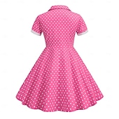 cheap Dresses-1950s Retro Vintage Rockabilly Midi Swing Dress Flare Dress Short Sleeves Polka dots Fit &amp; Flare Swing Fancy Dress Girls' Carnival Masquerade Vacation Dailywear Kid's Dress Homecoming Dresses Spring