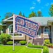 cheap America 250-US 250th Anniversary Flag "250 Years of Freedom" Banner with Stars and Stripes Design Patriotic Commemorative Decor for Semiquincentennial Celebrations 4th of July Independence Day