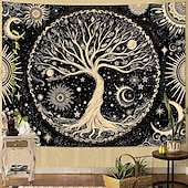 preiswerte Wandteppiche-Wandteppich mit Lebensbaum-Motiv aus Buntglas im Mosaikstil, farbenfrohe und lebendige Kunst, Heimdekoration für Wohnzimmer und Schlafzimmer, großes Stoffposter