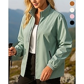 זול מעילים עמידים למים-בגדי ריקוד נשים בולם רוח מעיל ג'קט לטיולי הליכה חיצוני עמיד למים עמיד בגדי טיולים אביב סתיו צמרות מחנאות / צעידות / טיולי מערות ריצה צבע אחיד שחור לבן ורוד