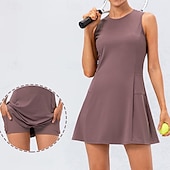 economico Abbigliamento Tennis da donna-Per donna Tinta unita Abito da tennis Gonne da tennis con pantaloncini Abito sportivo Senza Maniche Patchwork Tasca Assorbimento degli urti Traspirante Tennis Golf Corsa Girocollo Vestito Nero Bianco