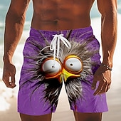 Per uomo Animale Cartoni animati Frizzle Chickens Costumi da bagno Pantaloncini da mare Pantaloncini da Surf Misura del girovita medio Divertente All'aperto Vacanza Tasche Laterali fodera in rete