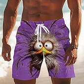 preiswerte Tiere &amp; Vögel-Herren Cartoon Küken Frizzle Chickens Badehosen Badeshorts Boardshorts Mittlere Taille Hawaiianisch Lustig Strandurlaub Seitentaschen Netzfutter Elastischer Kordelzug in der Taille Designer Bekleidung