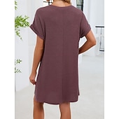 abordables Vestido Sencillo-Mujer Mini vestido Vestido estilo camiseta Vestido de verano Casual Diario Holgado Plano Manga Corta Cuello Barco Azul Piscina Blanco Rosa Rojo Verano