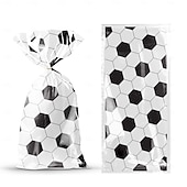 baratos Jogo de Futebol Mundial de 2026-Pacote com 100 Sacolas de Lembrancinhas do Torneio Mundial de Futebol Sacolas de Guloseimas de Celofane com Laços Torcidos para Aniversário de Crianças Suprimentos de Festa Temática de Esportes para