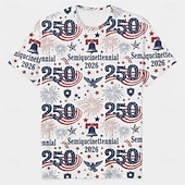  Patriotico T-shirt Maglietta grafica USA Retrò Vintage Patriotico Corte 1776-2026 per Unisex Adulti Stampa 3D  per Giorno dell'Indipendenza / 4 Luglio 4 Luglio Feste