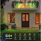  Luces de red para exteriores, funciones RGB y de bricolaje, luces de red inteligentes con 64 modos para decoración de patios con arbustos, impermeables para exteriores