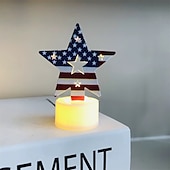  3-teiliges Set mit Kerzenlaternen, fünfzackigen Sternen, Flugzeug-Lichterketten und Dekorationen zum 250. Jahrestag der Unabhängigkeit der Vereinigten Staaten für Tischdekorationen zum