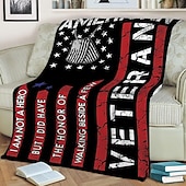 abordables Mantas y colchas-Mantas de vellón Manta para sofá Regalo bandera estadounidense Veterano Clásico 3D Sofá Cama Manta decorativa Manta cálida Decoración del hogar