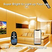 olcso Plug Strip Lights-COB LED intelligens szalagfények, időzítő zeneszinkronizáció, RF távirányítóval és alkalmazással szabályozható, fényes, 16,4-65 láb (3000-6500k), COB LED fényszalag hálószobába, nappaliba,