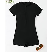 رخيصةأون راش غاردز ون بيس-نسائي معيار حماية ضد التحسس ثوب السباحة لباس السباحة لون سادة إحزم حماية UV مطاط كم قصير ملابس السباحة بودي سوت تزلج على الماء غوص سباحة الصيف