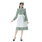  A 250-a aniversare a SUA secolul al 19-lea Anii 1800 Rochie de prerie Set capotă și șorț Mâneci Lungi Fata Pionier Colonial Pionier Războiul Revoluționar Floral Costume de fancy Pentru femei