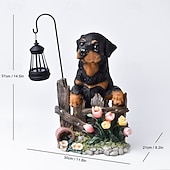 economico Illuminazione vialetto-1 pezzo di luce solare impermeabile per esterni a forma di cane, decorazione per giardino, prato, vialetto, luce solare da giardino in resina a forma di cucciolo, illuminazione d'accento per