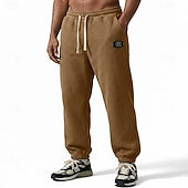 billiga Joggingbyxor-Herr Våffelstruktur Joggare Långbyxor Casual byxor Våffelbyxor Snörning Ensfärgat Komfort Fullängd Ledigt Dagligen Utomhus Semester Mode Svart Armégrön Elastisk