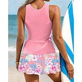 Недорогие Серфинг Танкини и Бикини-Жен. Купальник с цветочным принтом Танкини 2 предм. С принтом Эластичный Без рукавов Купальники Серфинг Для погружения с трубкой Плавание Лето