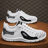 baratos Tênis Casuais-Tênis masculino em mesh e couro sintético – calçado de corrida de alto desempenho para aventuras ao ar livre e atividades físicas.