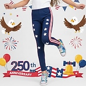  Mädchen 3D Stern Gestreift Hose Leggings 3D-Druck Frühling Herbst Streetwear Basic Stumpfhosen Kinder 4-12 Jahre Lässig Täglich Outdoor Normale Passform