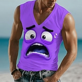 economico Magliette 3D-Per uomo 3D Emote divertenti Maglietta Senza Maniche maglietta Stampa 3D Scollo a V Camicia Tropicale All'aperto Vacanza Camicia hawaiana Blu Giallo Viola Estate Primavera Abbigliamento S M L XL XXL