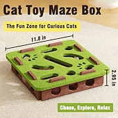 cheap Scratchers-Cat Toys Interactive Wooden Cat Puzzle Toy Intelligence Treat Puzzle Feeder Box Game Enrichment Accessories with Jingle Balls, for Indoor Kitten Adult Cat