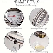 voordelige Kookgerei-Friteuse van 304 roestvrij staal met temperatuurregeling, multifunctionele oliebesparende frituurpan met uitneembaar filtermandje, universele voet voor gasfornuis &amp;inductiekookplaten, frituurpan van