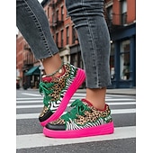 preiswerte Damen-Sneaker-Neonfarbene Sneaker mit Leopardenmuster für Damen – auffällige Plateau-Sneaker mit Zebrastreifen in kräftigen Farben – einzigartige, künstlerische Streetwear-Schuhe für urbane Festivals