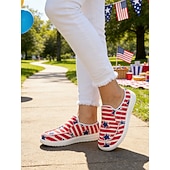  USA 250. Jubiläum Frauen Rot Blau Amerikanische Flagge Druck Komfort Mules – Leinenschlupfschuhe für USA 4. Juli Outdoor-Events Reisen und alltägliche Kleidung