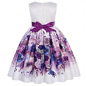 billiga Festklänningar-Barn Flickor Festklänning Grafisk Ärmlös Kortärmad Speciellt Tillfälle Prinsessa Polyester Festklänning Sommar Vår Barn Gul Purpur Rosenröd