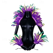 abordables Accesorios-Carnaval 2026, accesorios de samba para carnaval de Río, conjunto de disfraz de fiesta con plumas moradas, verdes y amarillas, disfraz de actuación para festival de Brasil