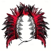 olcso kiegészítők-Carnaval 2026 Rio Carnaval Szamba Kiegészítők női fekete tollas vállkendő csipke applikációval Brazíliai Fesztivál Előadói Jelmez