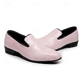 abordables Mocasines-Mocasines de vestir para hombre en rosa claro con relieve de cocodrilo, diseño minimalista sin cordones, estilo elegante y refinado, ideales para bodas y ocasiones formales.